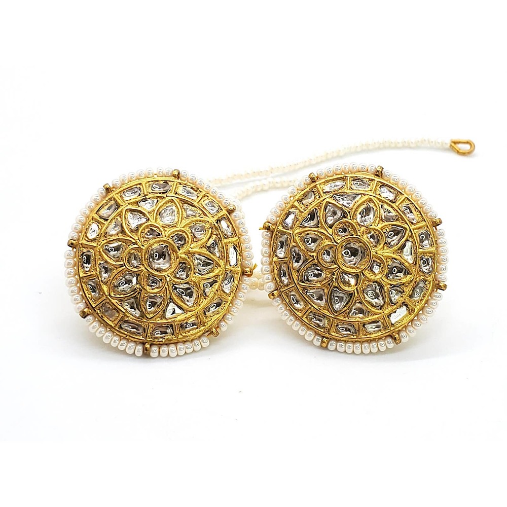 22kt Gold Round Kundan Diamond Polki Earrings
